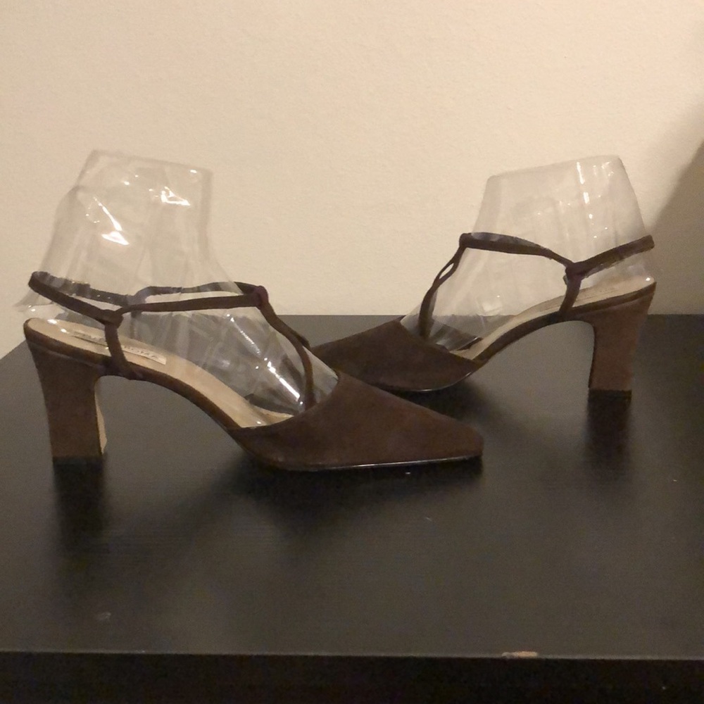 Studio Roma Brown Suede heels Sz 12M - Picture 3 of 4